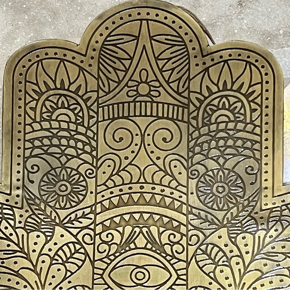 BOHO HAMSA HAND Metal Decorative Tray Catchall Fruit Tray Handcrafted in India - Picture 10 of 17